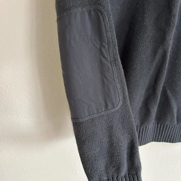 Duluth Trading Co Sweater Gray 1/4 Zip Mock Neck Elbow Patch Cotton Wool - Picture 4 of 7